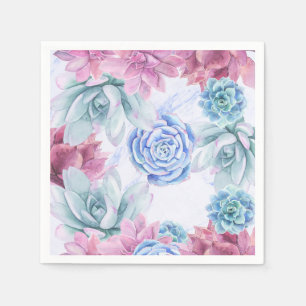 Succulents Modern Chic Marble Bridal Shower Fiesta Napkin
