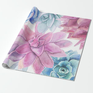Succulents Modern Chic White Fiesta Garden Floral Wrapping Paper