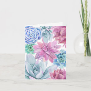 Succulents Modern Chic White Floral Chic Thank You Card
