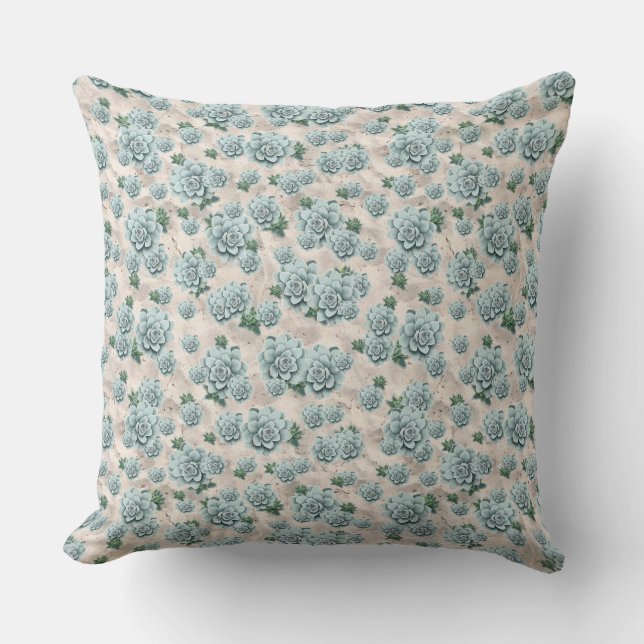 Succulents on the Beach Pattern Cushion (Front)