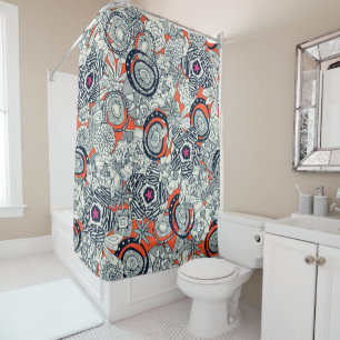 succulents orange pink star shower curtain