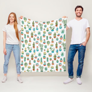 Succulents Pattern Fleece Blanket