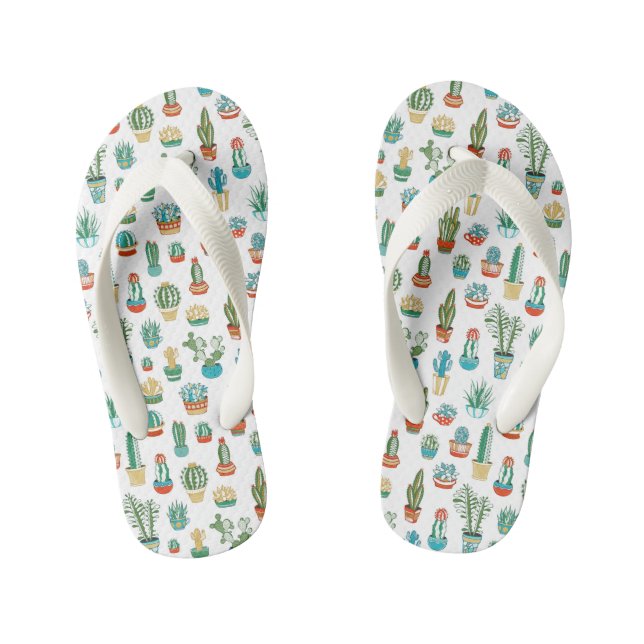 Succulents Pattern Kid's Thongs (Footbed)