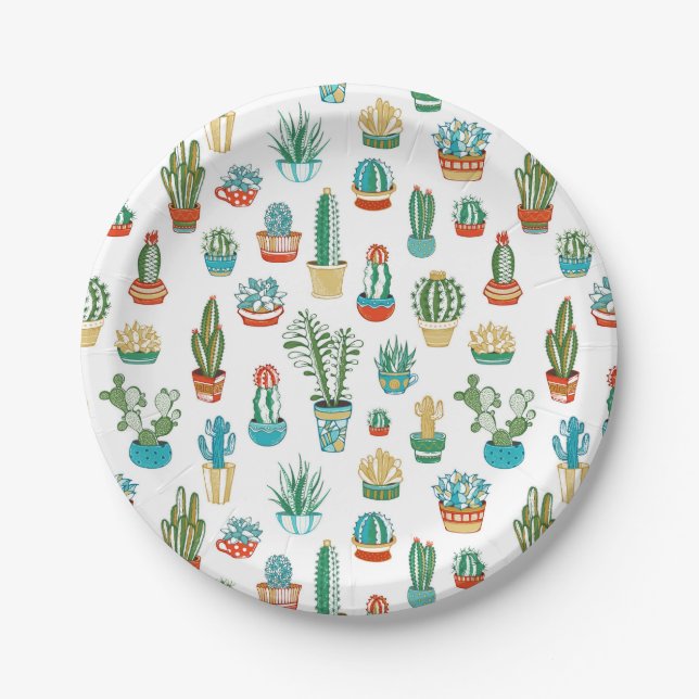 Succulents Pattern Paper Plate (Front)