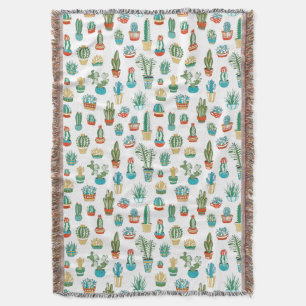 Succulents Pattern Throw Blanket