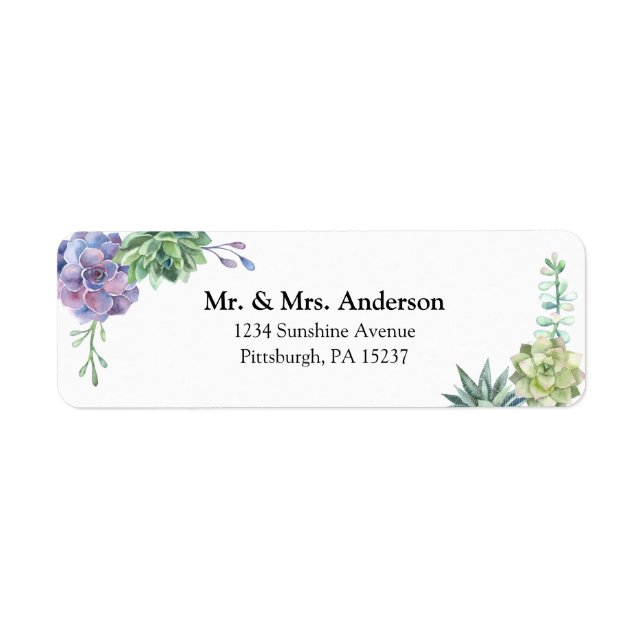 Succulents Return Address Return Address Label (Front)