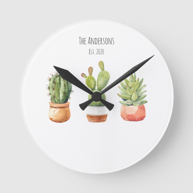 Succulents Round Clock (Front)