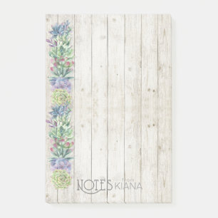 Succulents Row and Rustic Wood Wedding ID515 Post-it Notes