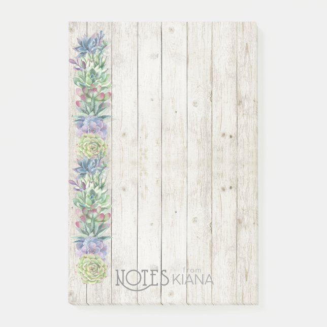 Succulents Row and Rustic Wood Wedding ID515 Post-it Notes (Front)