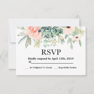 Succulents RSVP wedding card
