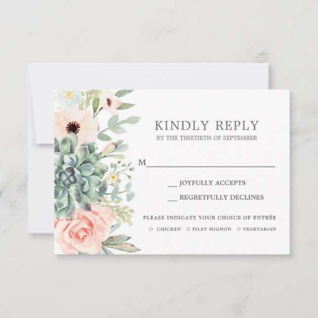 Succulents RSVP wedding insert card (Front)