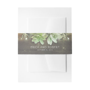 Succulents Rustic Country Wedding Invitation Belly Band