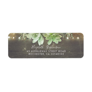 Succulents Rustic Return Address Label