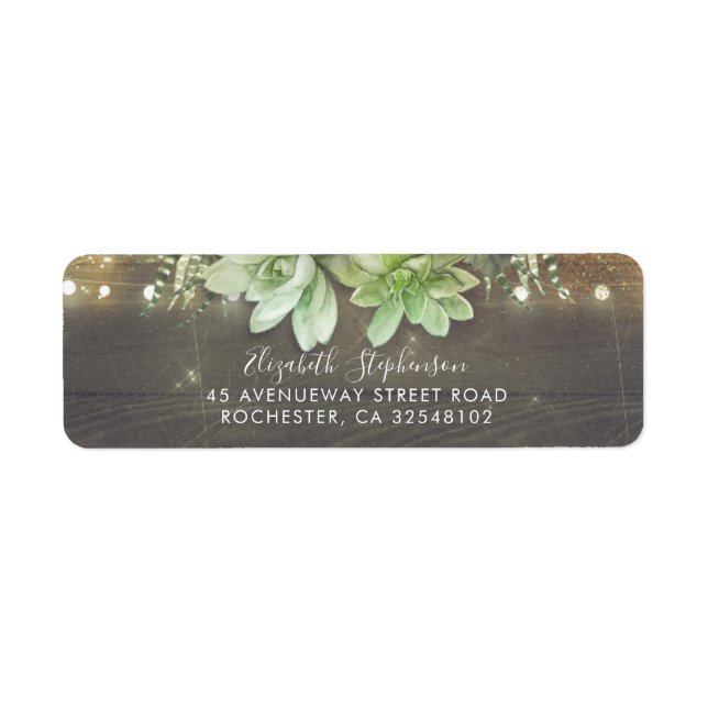 Succulents Rustic Return Address Label (Front)