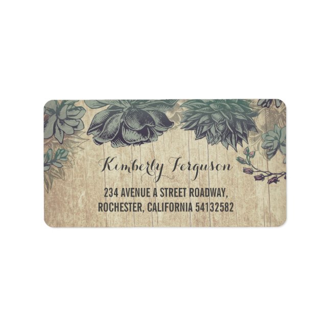 Succulents Rustic Vintage Wedding Label (Front)