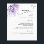 Succulents Silver Greenery Wedding Menu<br><div class="desc">Succulents greenery light purple menu cards</div>