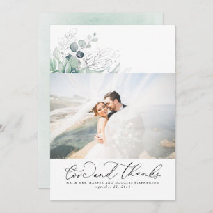 Succulents Silver Greenery Wedding Thank You