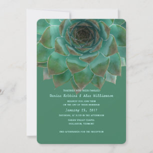 Succulents Teal Green Custom Wedding Invitations