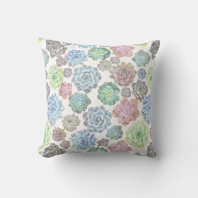 Succulents Throw Pillow (Front)