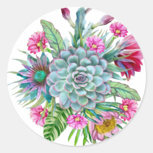 Succulents Tropical Garden Classic Round Sticker