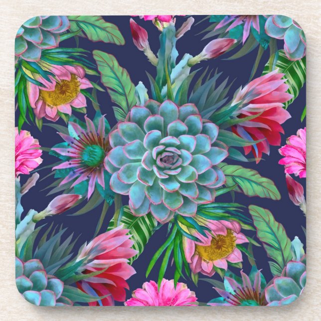 Succulents tropical garden coaster (Front)