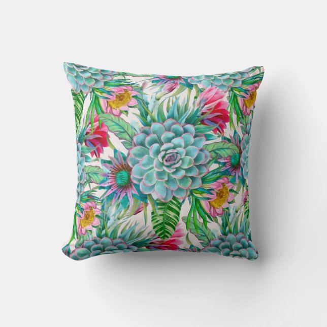 Succulents tropical garden cushion (Front)