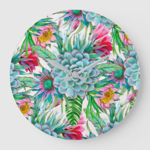 Succulents tropical garden large clock