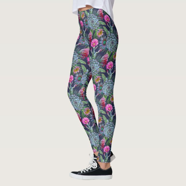 Succulents tropical garden leggings (Left)
