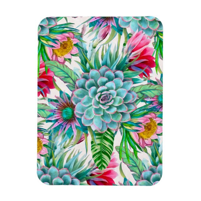 Succulents tropical garden magnet (Vertical)