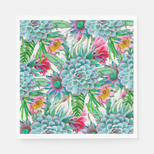 Succulents tropical garden napkin