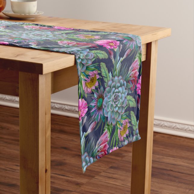 Succulents tropical garden short table runner (In Situ)