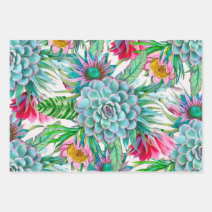 Succulents Tropical Garden Wrapping Paper Sheet