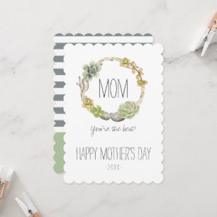 Succulents, Twigs and Stones   Mother's Day Card