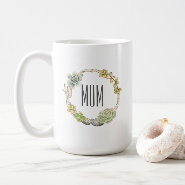 Succulents, Twigs and Stones | Mother's Day Coffee Mug (With Donut)