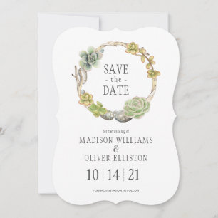 Succulents, Twigs and Stones   Save the Date