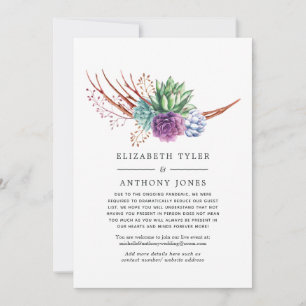 Succulents Virtual Wedding Reduced Guest List Announcement