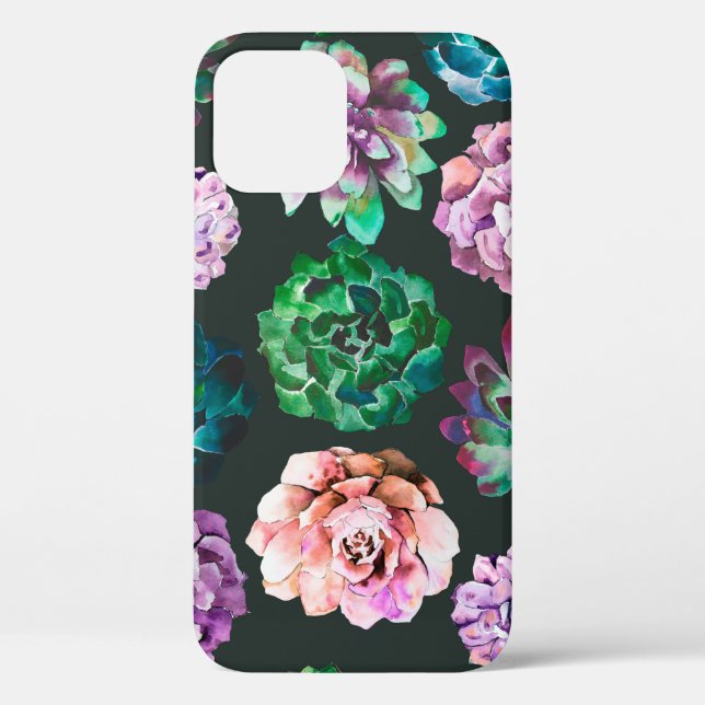 Succulents watercolor illustration pattern Case-Mate iPhone case (Back)
