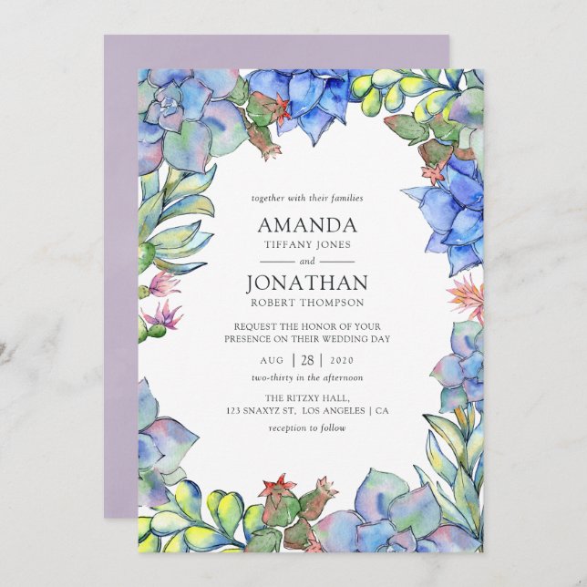 Succulents Wedding Invitation (Front/Back)