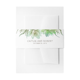 Succulents Wedding Invitation Belly Band