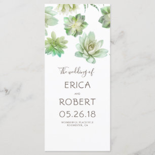 Succulents Wedding Programs