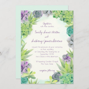 Succulents Wedding Watercolor Invitation