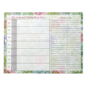 Succulents Weekly Personalised Menu Plan Notepad