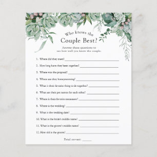 Succulents Who Knows the Couple Best Game