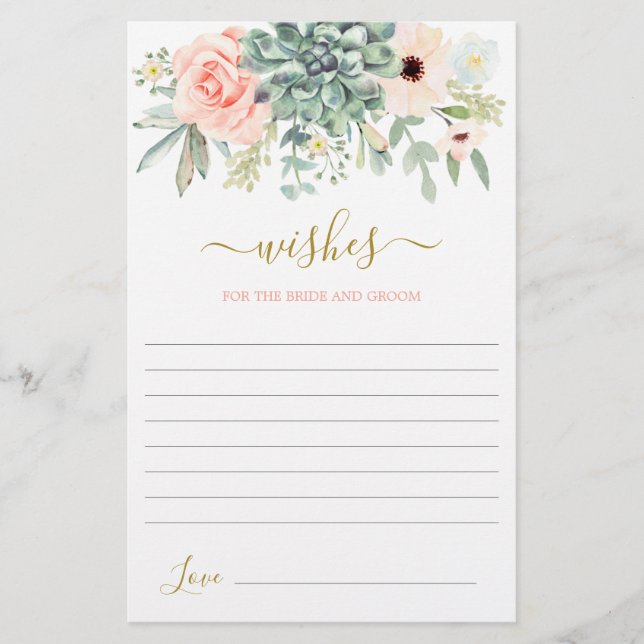 Succulents Wishes for the Bride card (Front)