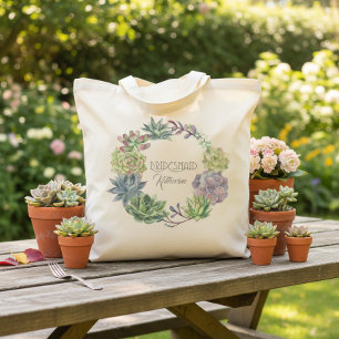 Succulents Wreath Bridesmaid ID517 Tote Bag