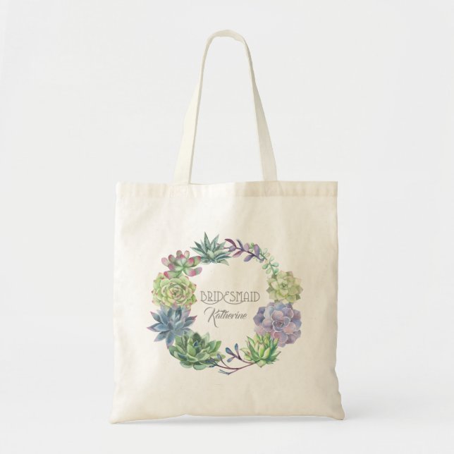 Succulents Wreath Bridesmaid ID517 Tote Bag (Front)