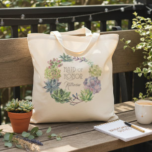 Succulents Wreath Maid of Honour ID517 Tote Bag