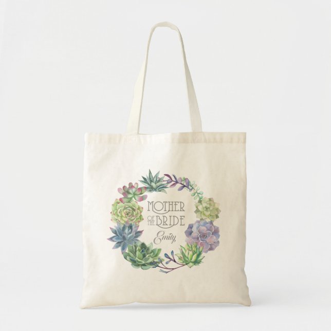 Succulents Wreath Mother of the Bride ID517 Tote Bag (Front)