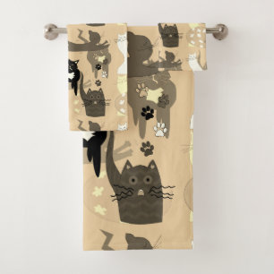 Such different cats.  bath towel set