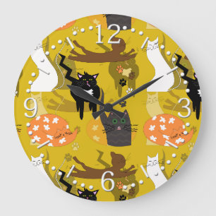Such different cats.  large clock